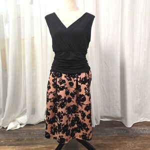 Enfocus Black & Petal Pink Womens Dress Plus Size 16W Velvet Pockets Formal‎